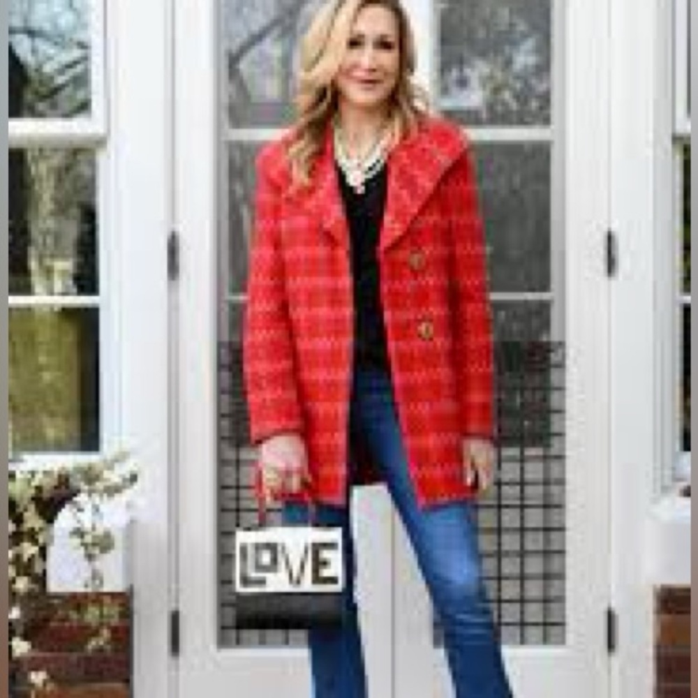 Cabi Scarlet Tweed Sloan Jacket Style 3031 Women's Size Medium, red
